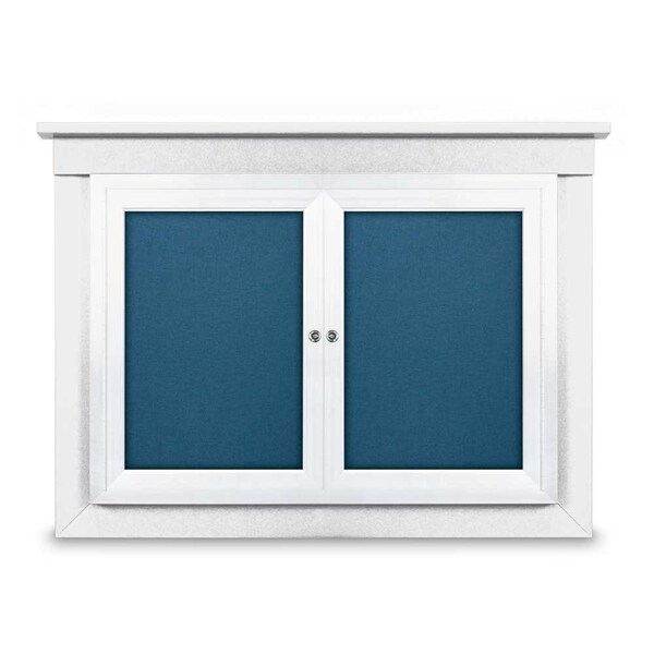 60"x36" 2-Door Enclosed Letterboard, Header, Grey Vinyl/Cherry